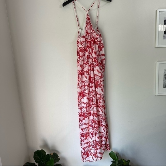 New! VICI Aakaa Red White Floral split Beach summer Maxi Dress Size Small - Picture 1 of 5